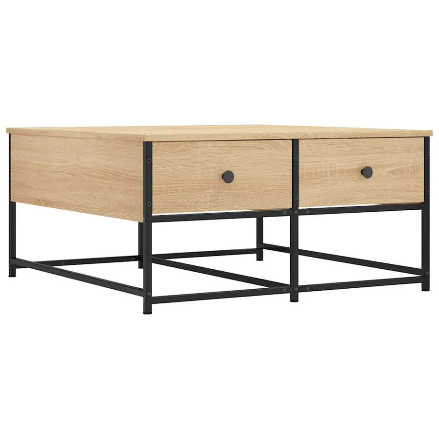 Table basse chêne sonoma 80x80x40 cm bois d'ingénierie - 2