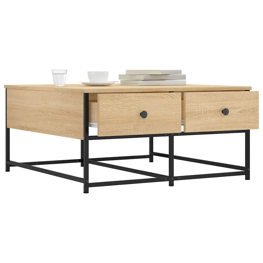 Table basse chêne sonoma 80x80x40 cm bois d'ingénierie - 3