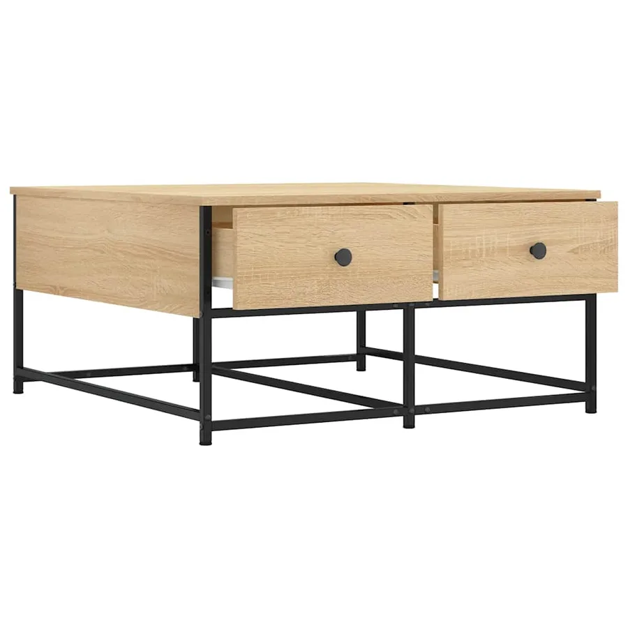 Table basse chêne sonoma 80x80x40 cm bois d'ingénierie - 4