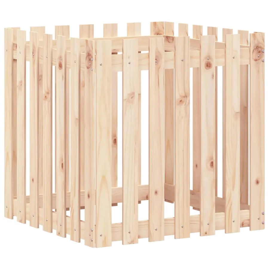 Jardinière avec design de clôture 70x70x70 cm pin massif - 2