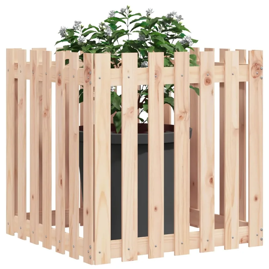 Jardinière avec design de clôture 70x70x70 cm pin massif - 3