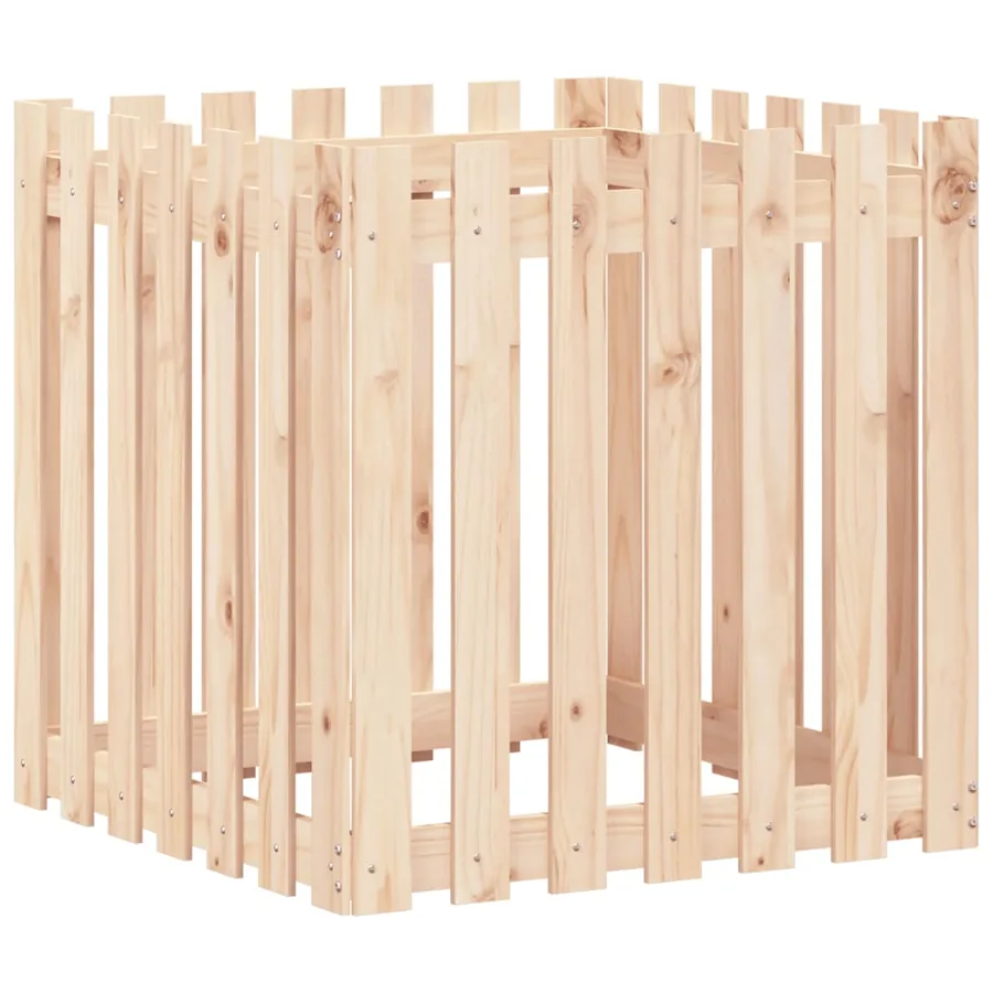 Jardinière avec design de clôture 70x70x70 cm pin massif - 4