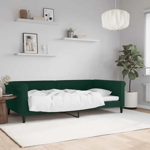 Lit de repos sans matelas vert foncé 100x200 cm velours