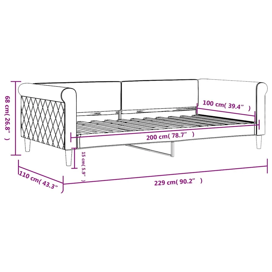 Lit de repos sans matelas vert foncé 100x200 cm velours - 8