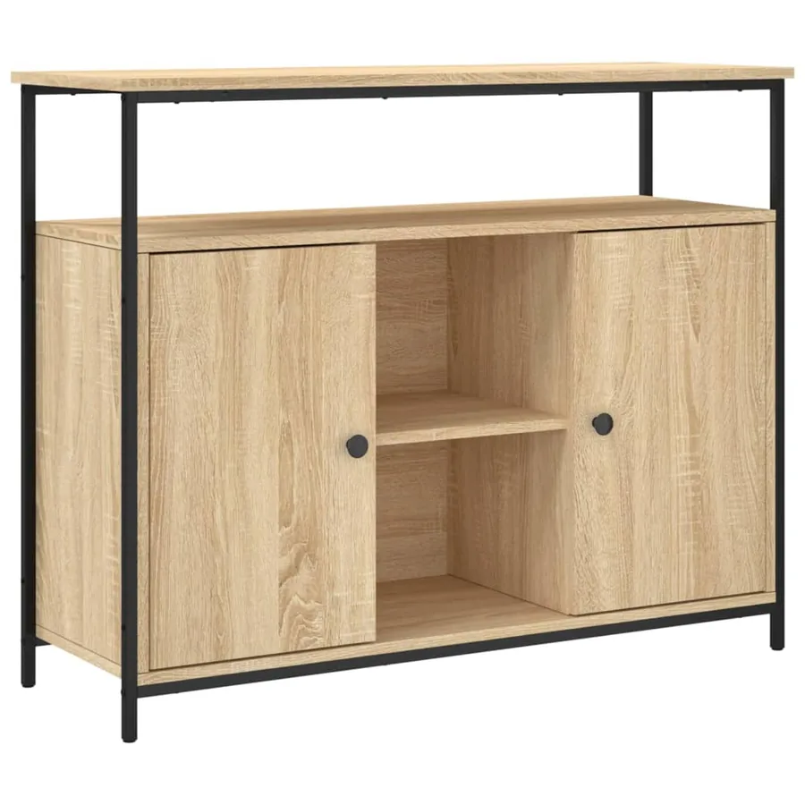 Buffet Chêne Sonoma 100x35x80 cm Bois d'ingénierie - 2