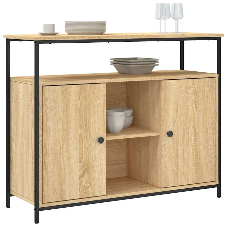 Buffet Chêne Sonoma 100x35x80 cm Bois d'ingénierie - 3