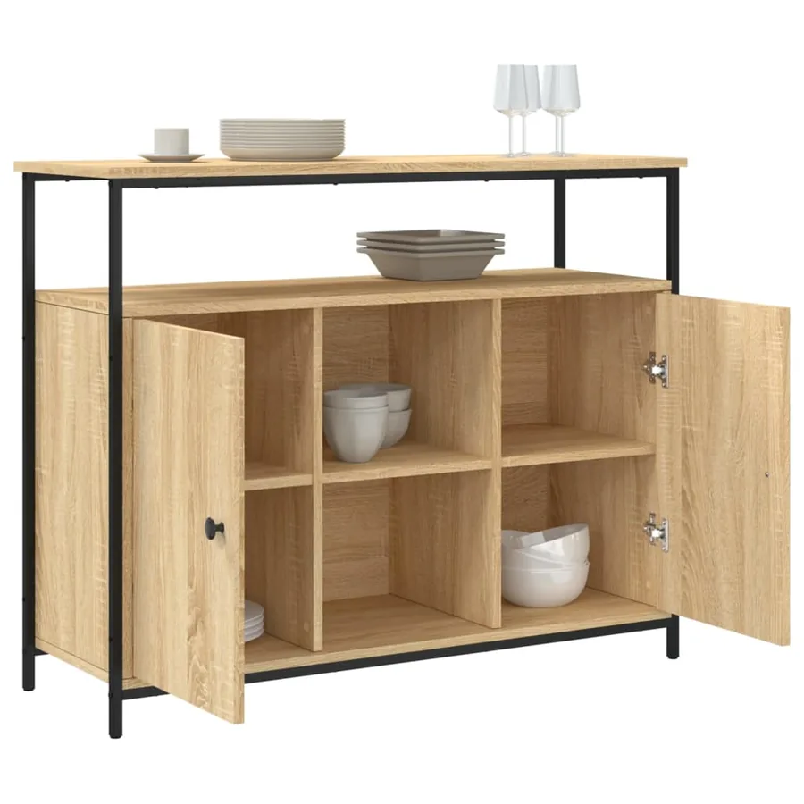 Buffet Chêne Sonoma 100x35x80 cm Bois d'ingénierie - 4