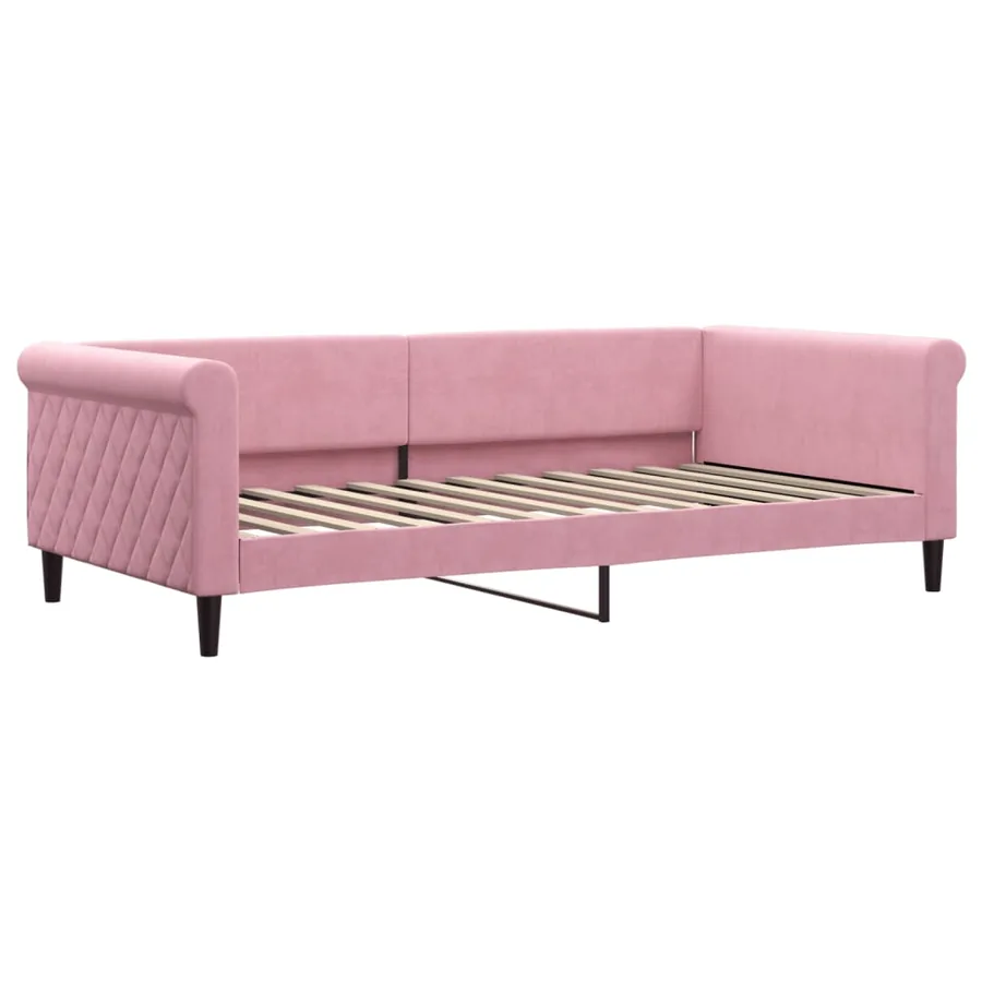 Lit de jour avec gigogne et tiroirs rose 100x200 cm velours - 4