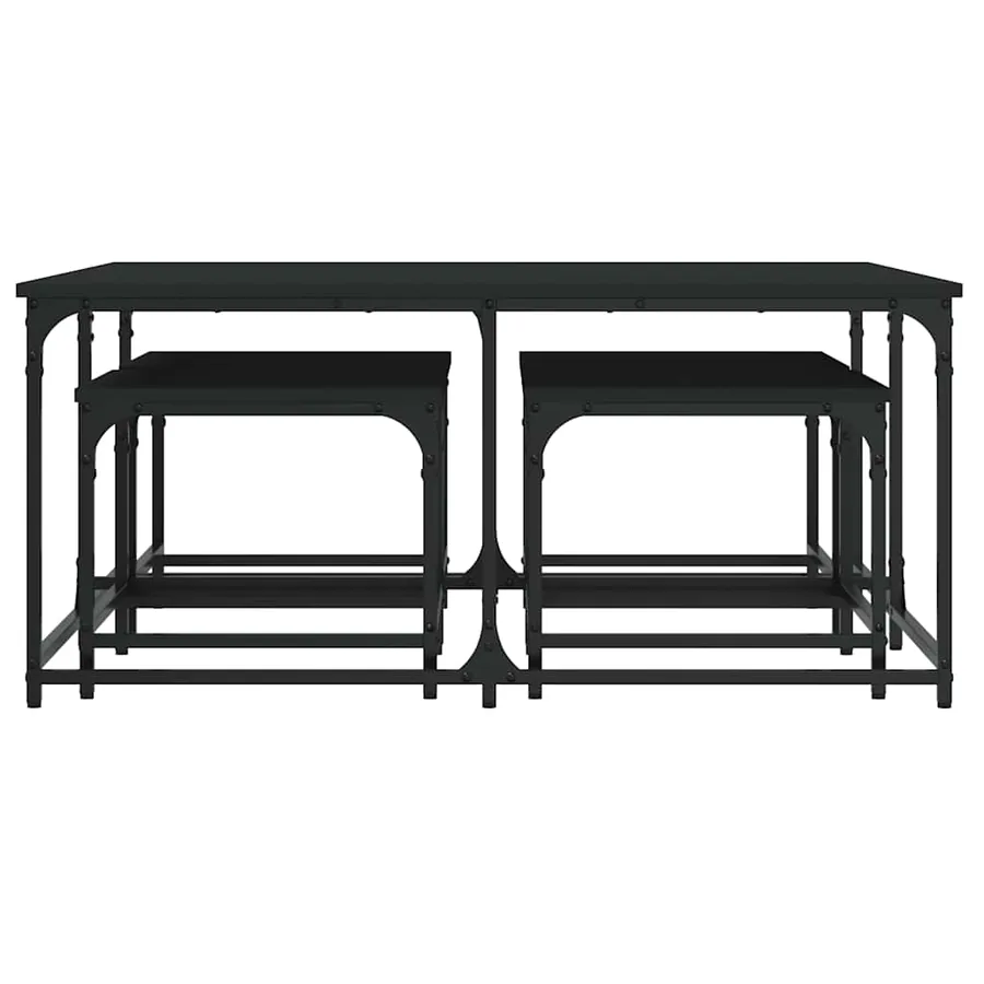 Tables basses gigognes 5 pcs noir bois d'ingénierie - 4