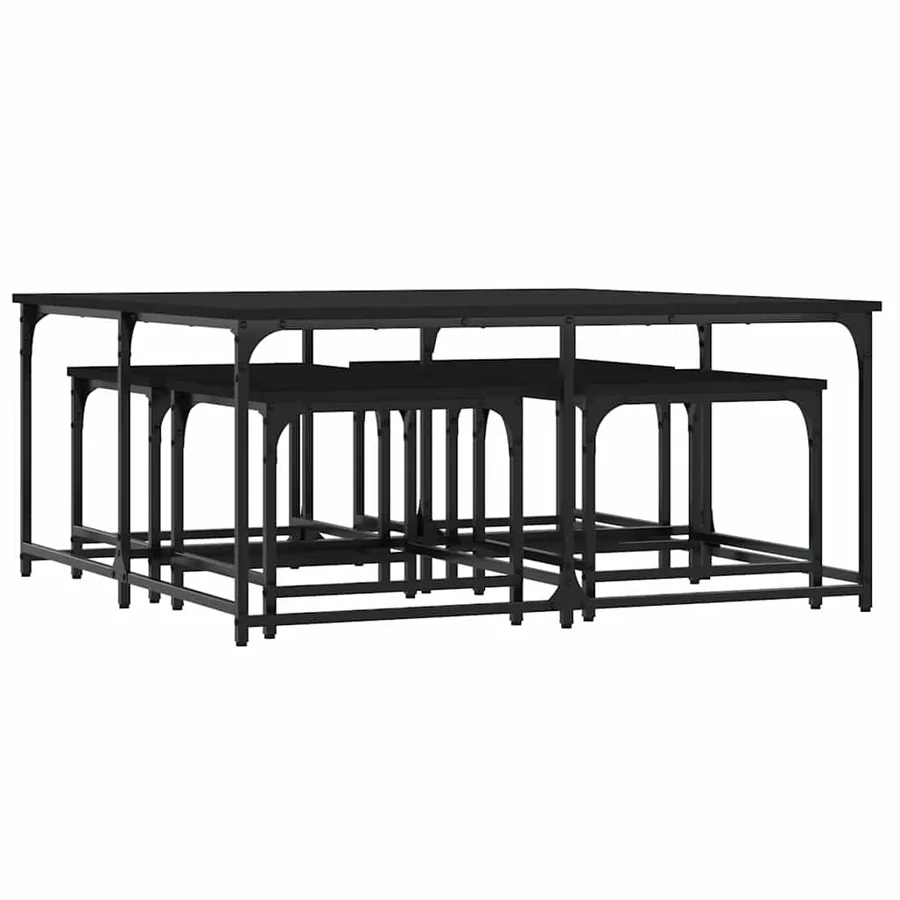 Tables basses gigognes 5 pcs noir bois d'ingénierie - 5