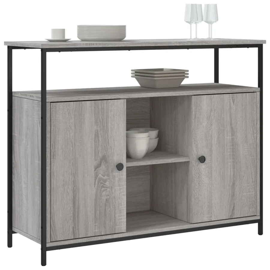 Buffet sonoma gris 100x35x80 cm bois d'ingénierie - 3
