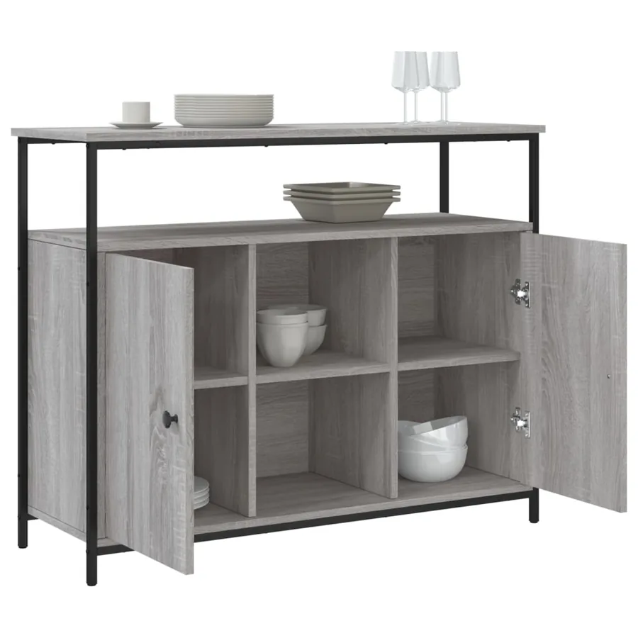 Buffet sonoma gris 100x35x80 cm bois d'ingénierie - 4