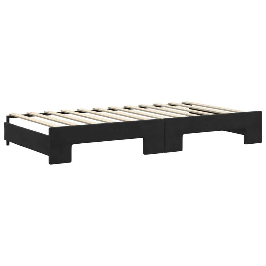 Lit de jour avec gigogne et tiroirs sans matelas noir 100x200cm - 8