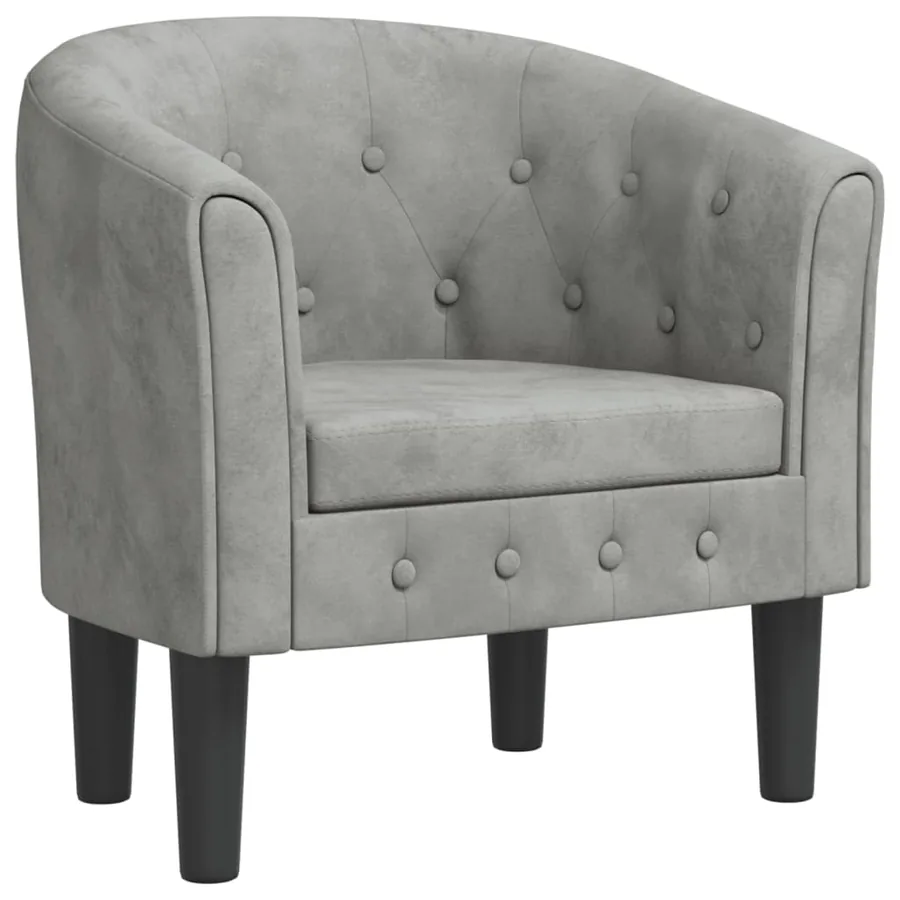 Chaise cabriolet gris clair velours - 2