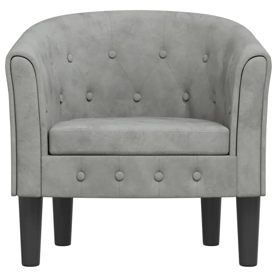 Chaise cabriolet gris clair velours - 3