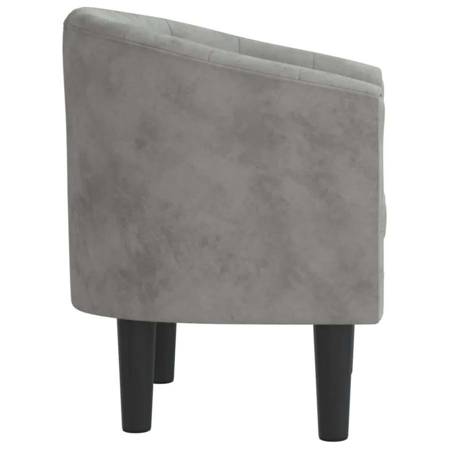 Chaise cabriolet gris clair velours - 4