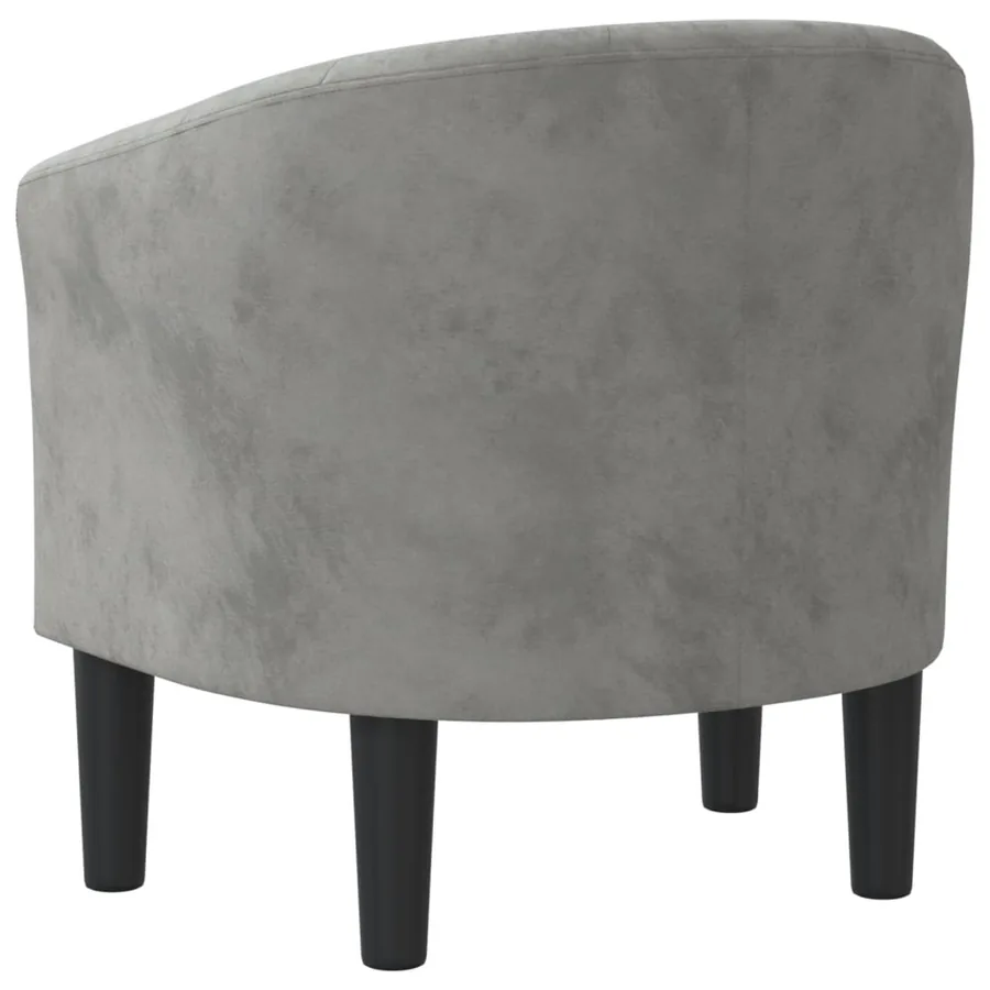 Chaise cabriolet gris clair velours - 5