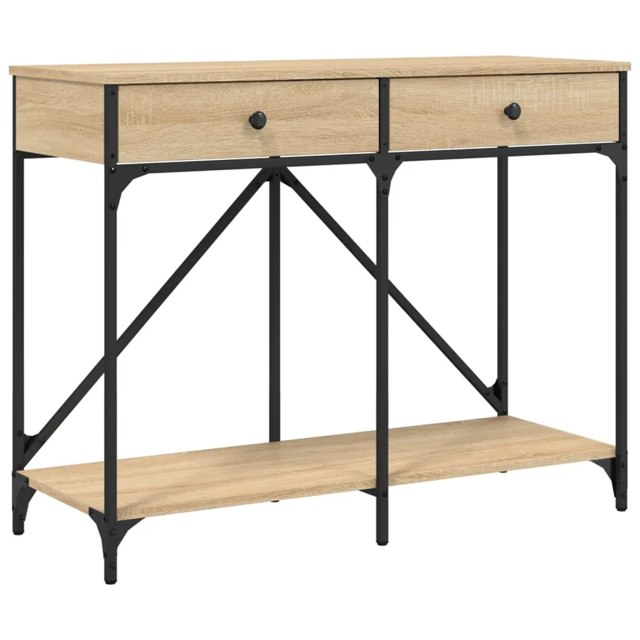 Table console chêne sonoma 100x39x78,5 cm bois d'ingénierie - 2