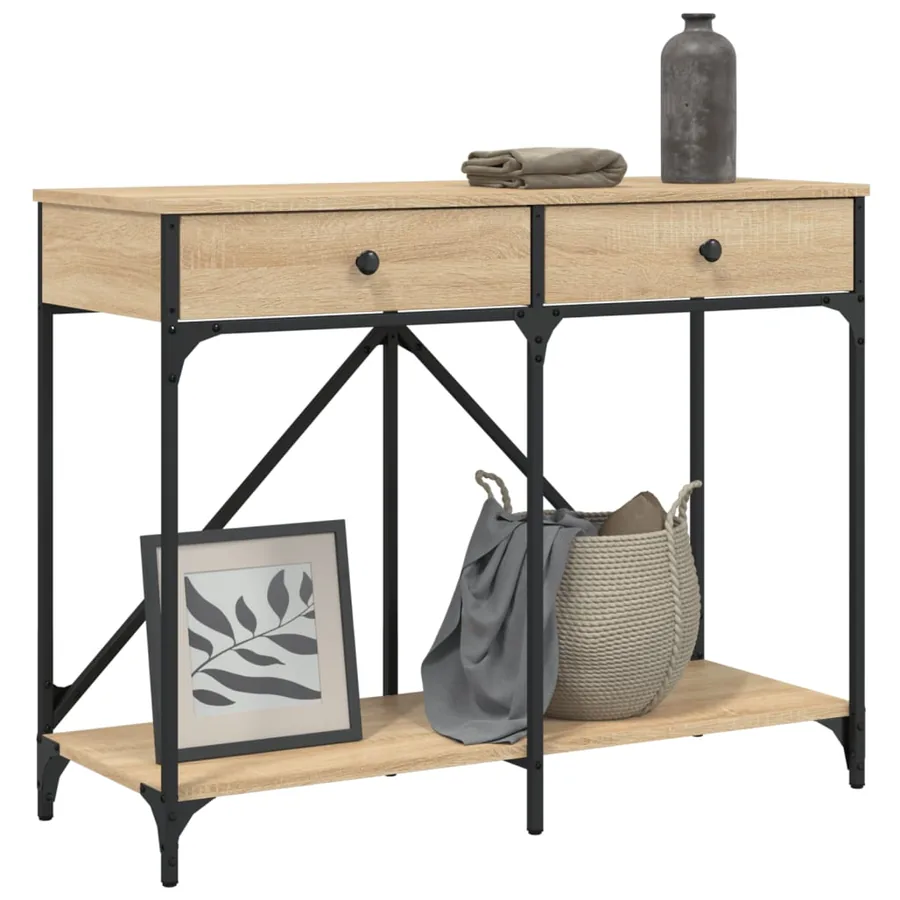 Table console chêne sonoma 100x39x78,5 cm bois d'ingénierie - 3