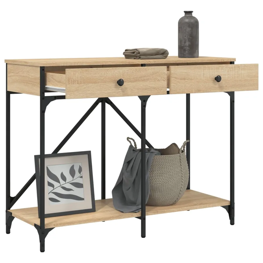 Table console chêne sonoma 100x39x78,5 cm bois d'ingénierie - 4