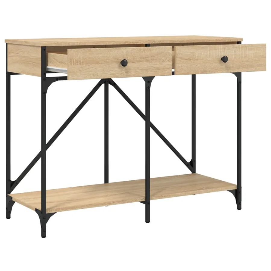 Table console chêne sonoma 100x39x78,5 cm bois d'ingénierie - 5
