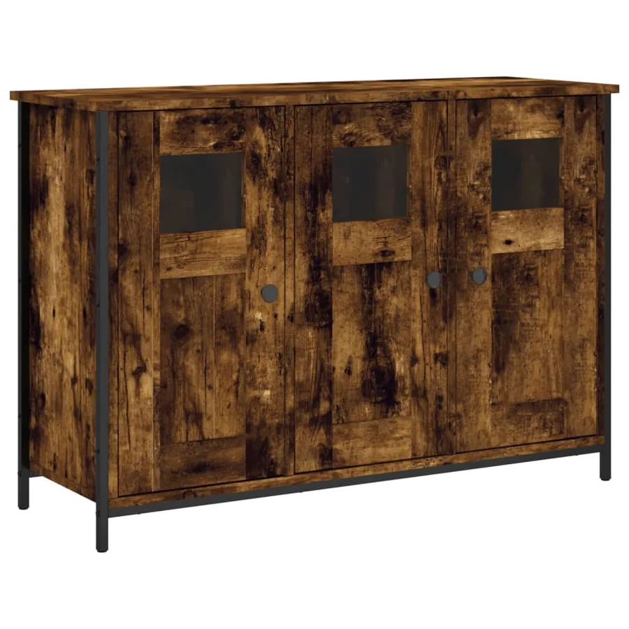 Buffet chêne fumé 100x35x70 cm bois d'ingénierie - 2