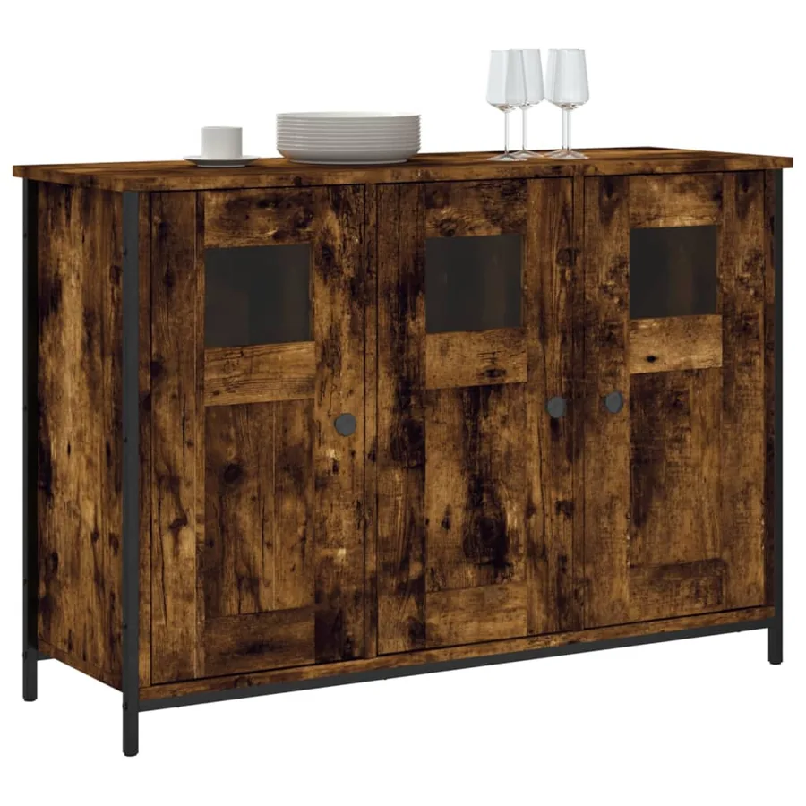 Buffet chêne fumé 100x35x70 cm bois d'ingénierie - 3