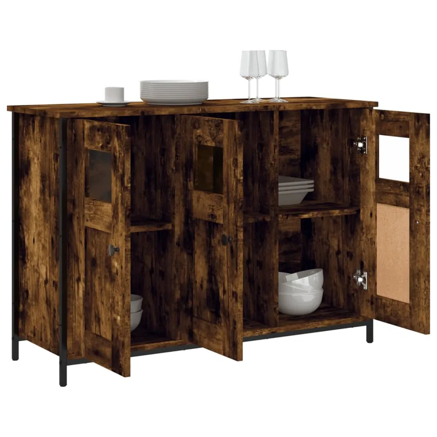 Buffet chêne fumé 100x35x70 cm bois d'ingénierie - 4