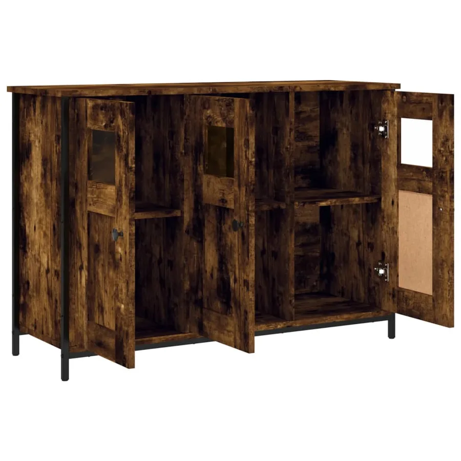 Buffet chêne fumé 100x35x70 cm bois d'ingénierie - 5