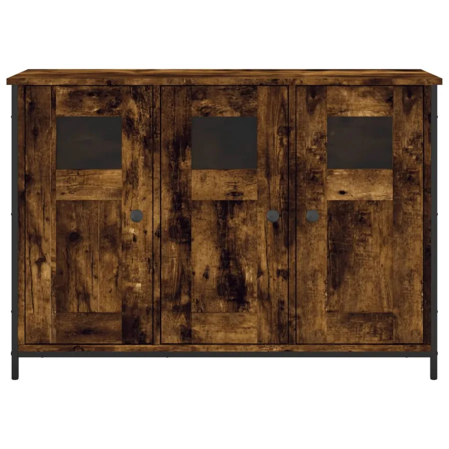 Buffet chêne fumé 100x35x70 cm bois d'ingénierie - 6