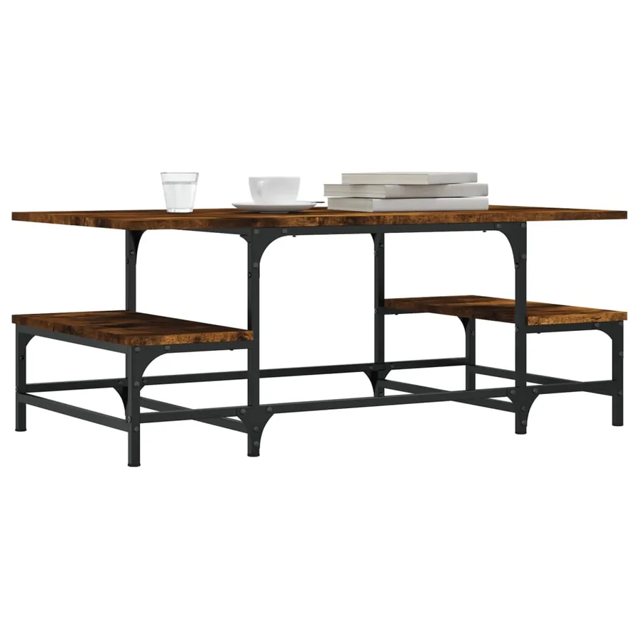 Table basse chêne fumé 100x50,5x40 cm bois d'ingénierie - 3
