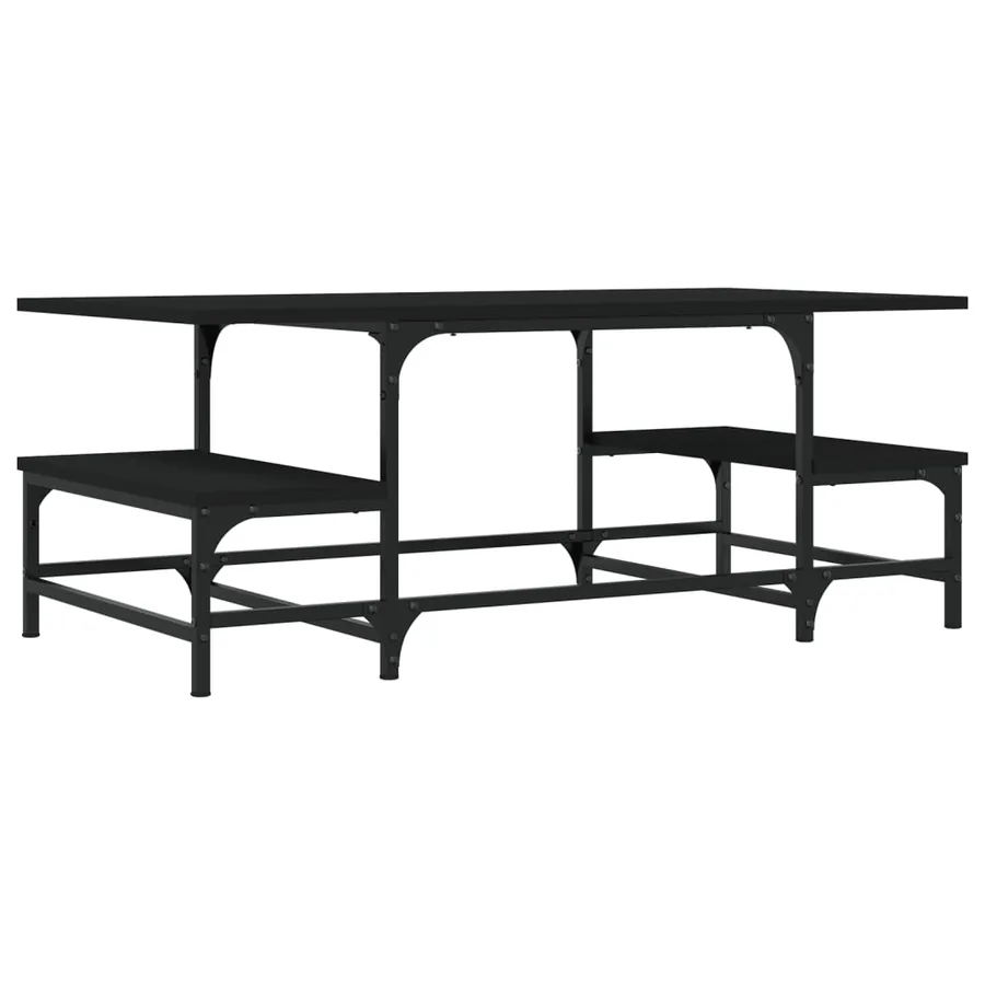 Table basse noir 100x50,5x40 cm bois d'ingénierie - 2