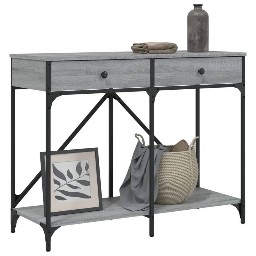 Table console sonoma gris 100x39x78,5 cm bois d'ingénierie - 3
