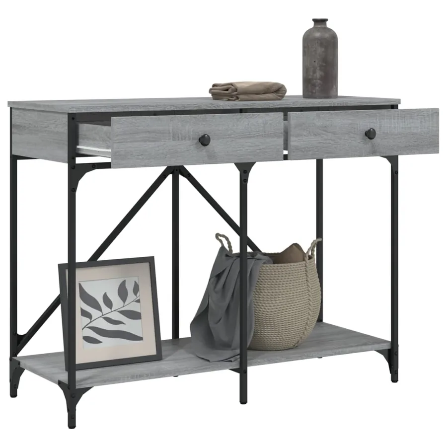 Table console sonoma gris 100x39x78,5 cm bois d'ingénierie - 4