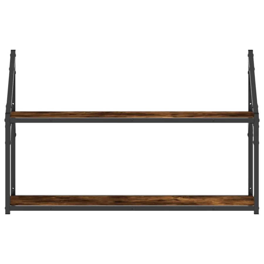 Étagère murale 2 niveaux chêne fumé 80x21x51 cm bois ingénierie - 4