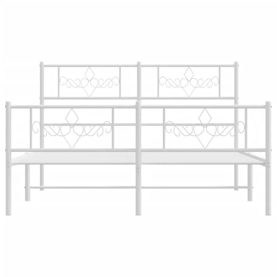 Cadre de lit métal sans matelas et pied de lit blanc 120x190 cm - 5