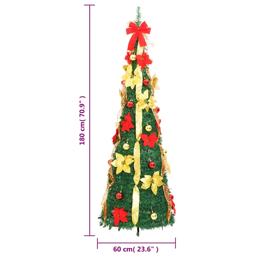 Sapin de Noël artificiel escamotable 150 LED vert 180 cm - 9
