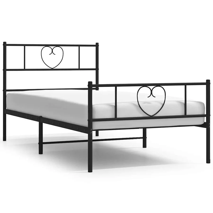 Cadre de lit métal sans matelas avec pied de lit noir 100x190cm - 2