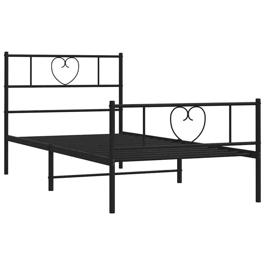 Cadre de lit métal sans matelas avec pied de lit noir 100x190cm - 5