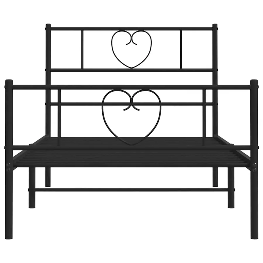 Cadre de lit métal sans matelas avec pied de lit noir 100x190cm - 6