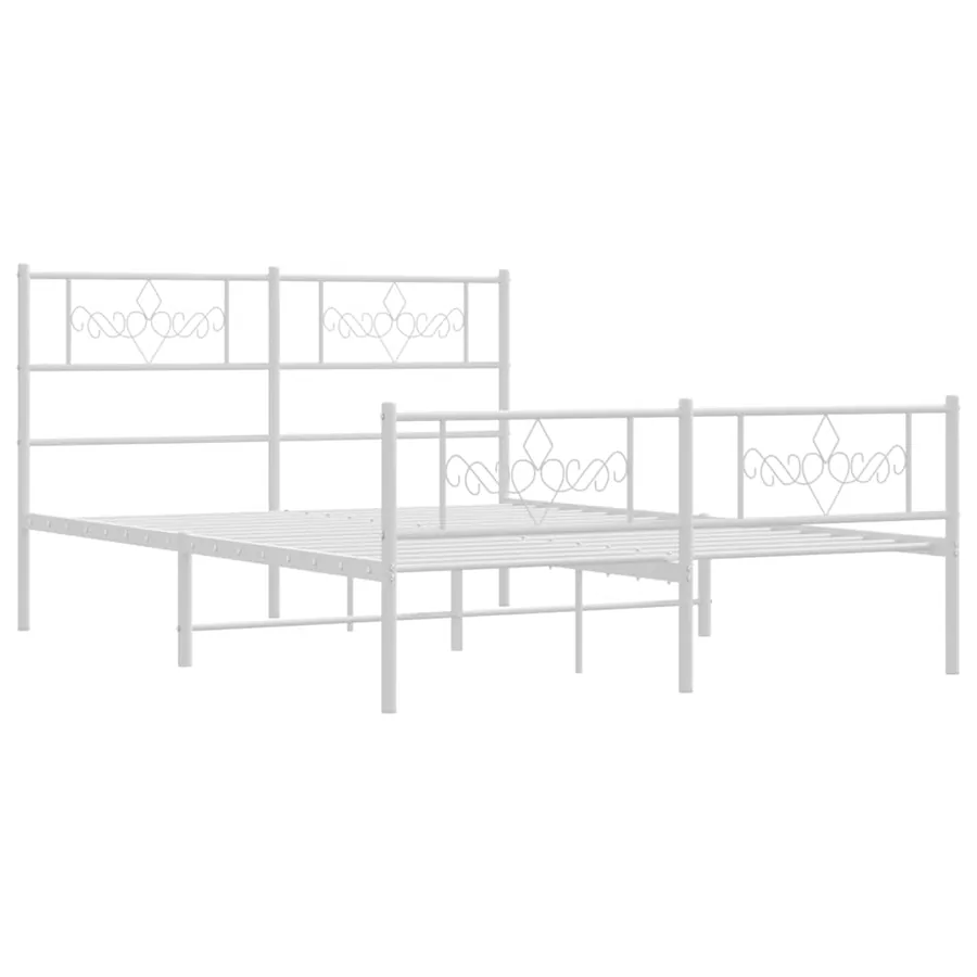 Cadre de lit métal sans matelas et pied de lit blanc 135x190 cm - 3
