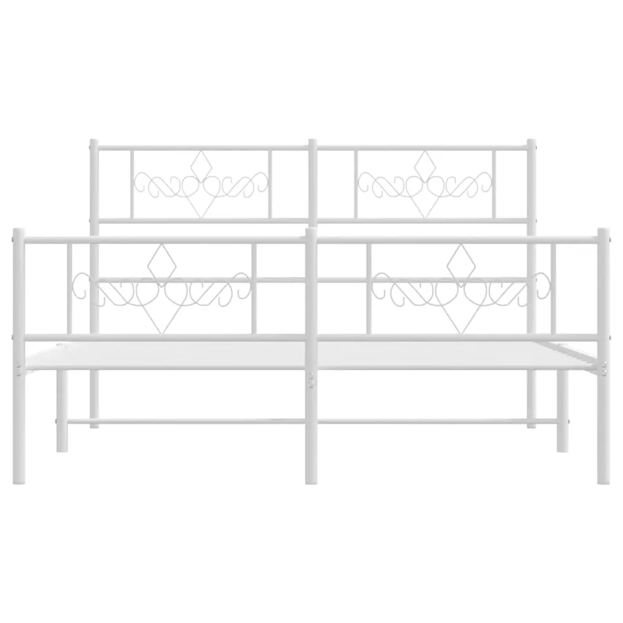 Cadre de lit métal sans matelas et pied de lit blanc 135x190 cm - 6