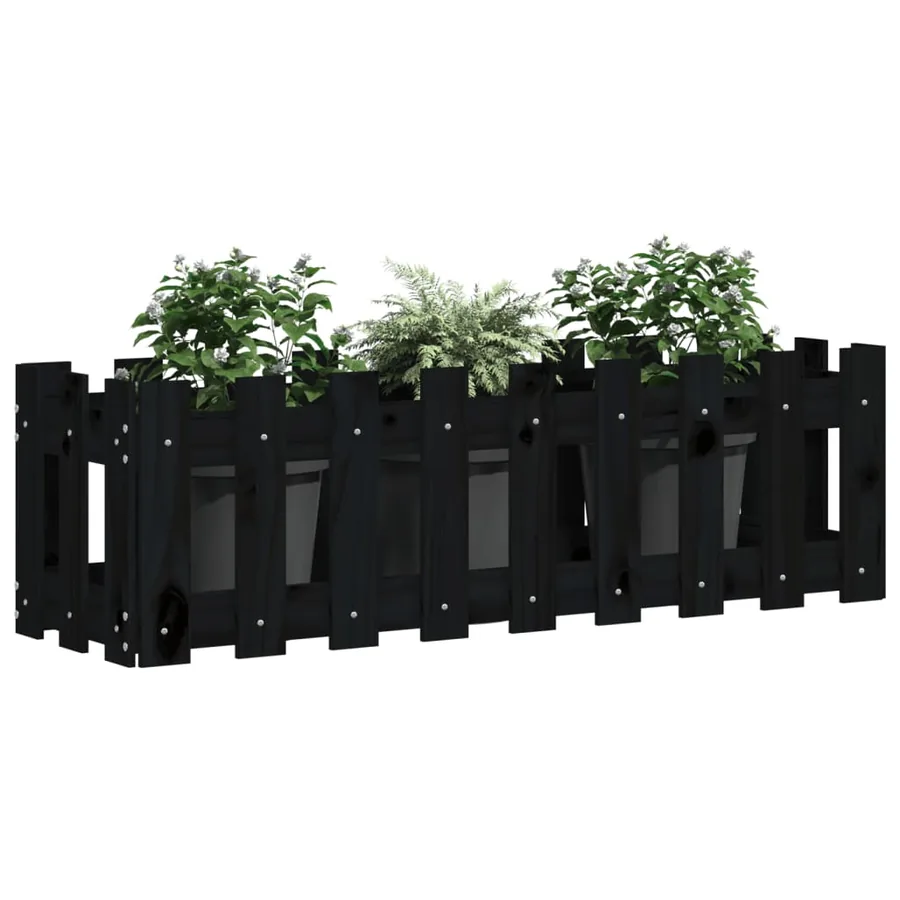 Lit surélevé de jardin design de clôture 100x30x30cm pin massif - 3