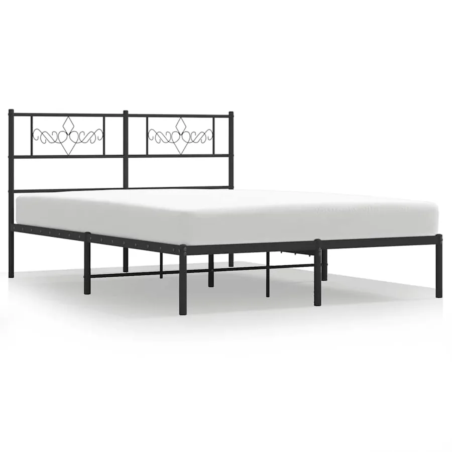 Cadre de lit métal sans matelas avec tête de lit noir 150x200cm - 2