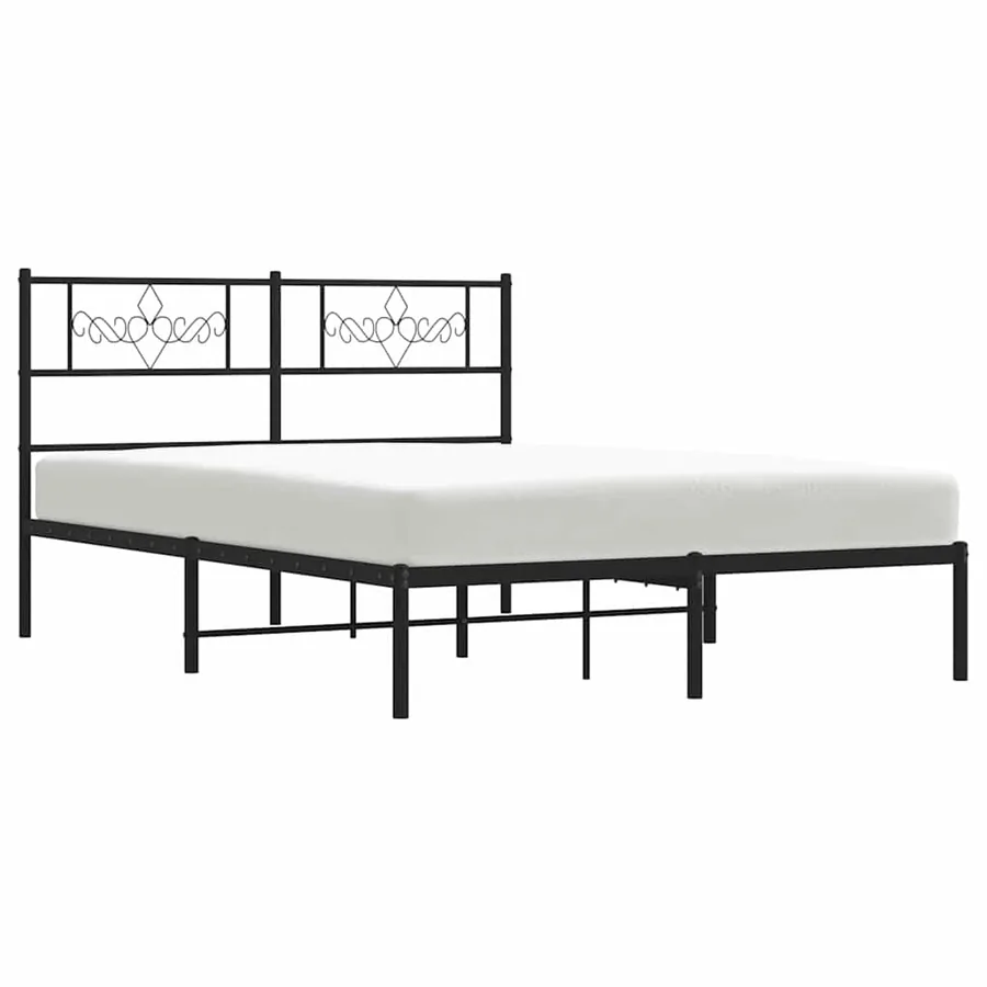 Cadre de lit métal sans matelas avec tête de lit noir 150x200cm - 5