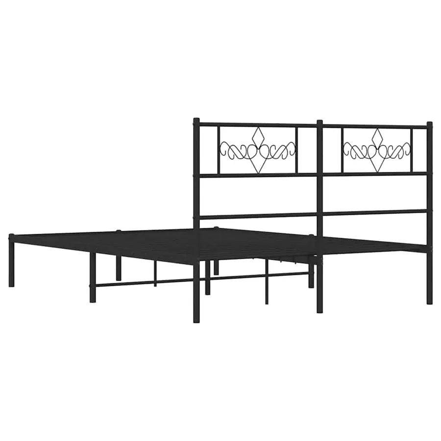 Cadre de lit métal sans matelas avec tête de lit noir 150x200cm - 8