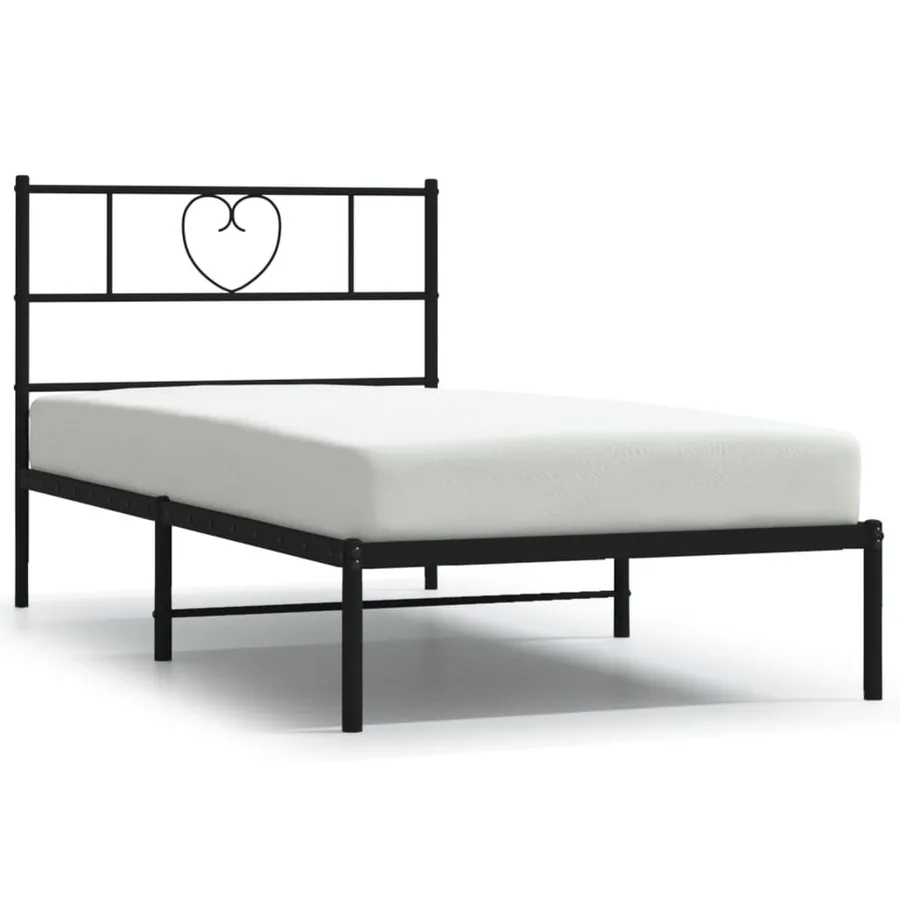 Cadre de lit métal sans matelas avec tête de lit noir 80x200 cm - 2