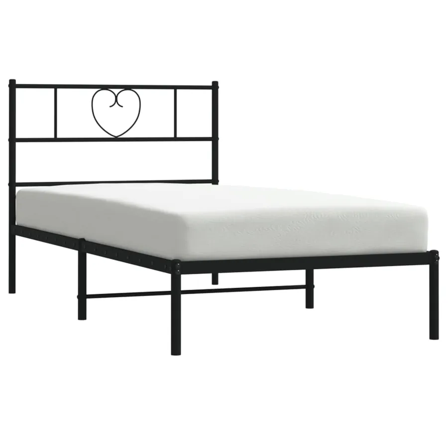 Cadre de lit métal sans matelas avec tête de lit noir 80x200 cm - 3