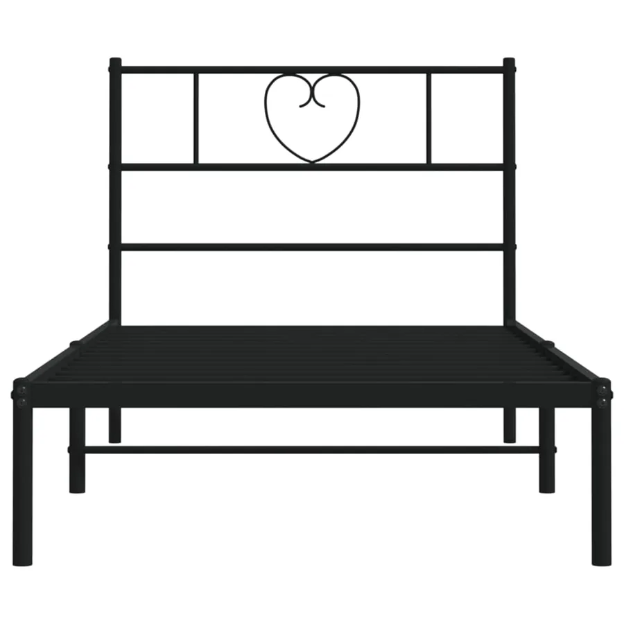 Cadre de lit métal sans matelas avec tête de lit noir 80x200 cm - 5