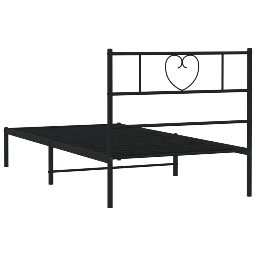 Cadre de lit métal sans matelas avec tête de lit noir 80x200 cm - 7